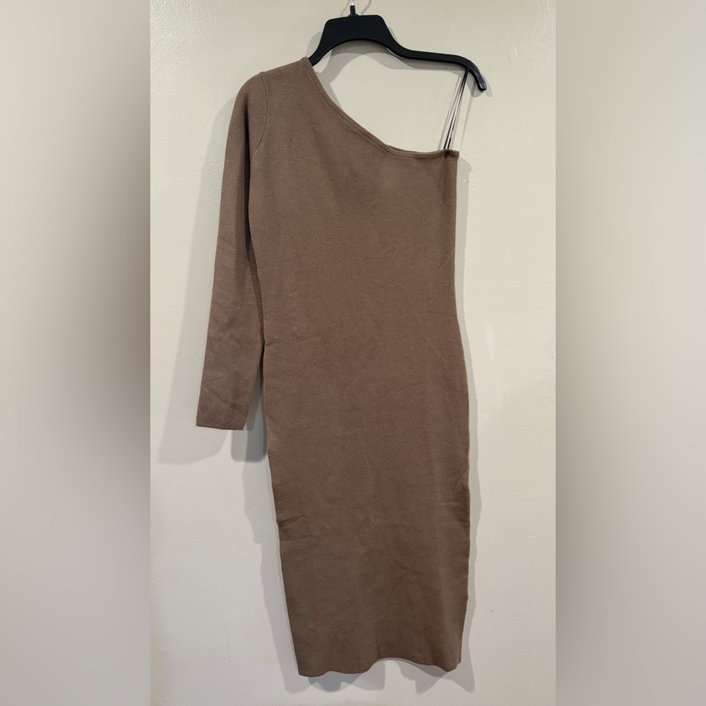 Monrow NWT Brown Cocoa Sweater Knit Dress Very Soft Size Large